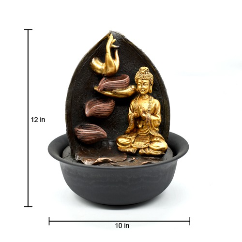 Buddha Gold Meditation Hands Water Fountain For Home & Office Decor