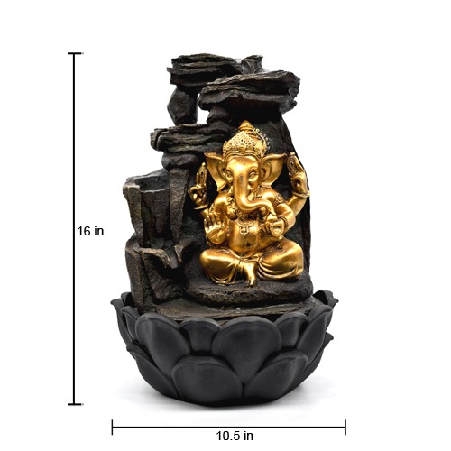 Rock Design Water Fountain With Ganesha For Home And Office Decor