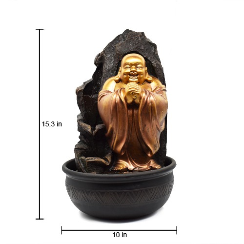 Bits And Piece - Laughing Buddha Statue With Water Fountain For Home Decor