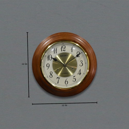 Wooden Design Seiko Wall Clock( 12 x 12 inches, Brown )