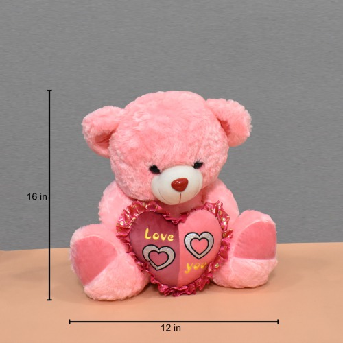 Pink Teddy Bear With Love Heart Soft Toy