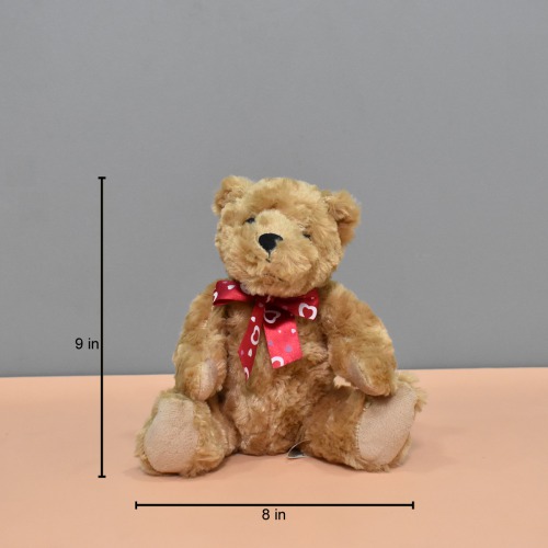 Brown Bear With Red Ribbon Soft Toy For Kids