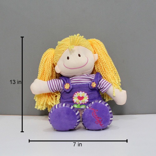 Purple Super Soft Stuffed Girl Cute Doll - Polyfill Washable Cuddly Soft Plush Toy( 33cm)