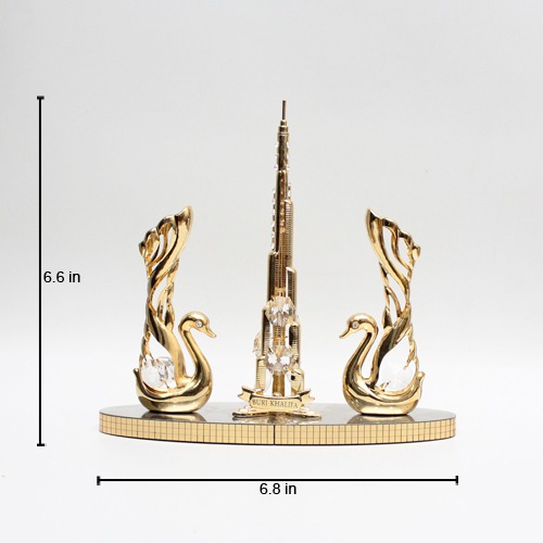 24 Karat Gold Plated Burj Khalifa Crystal Metal Art