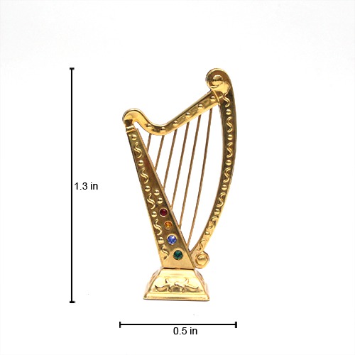 Gold Harp Music Charm Showpiece