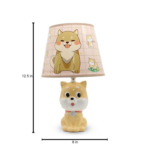 Orange Fabric shade With the Dog Shape Table Lamp For Showpiece Desktop, Home Decoration