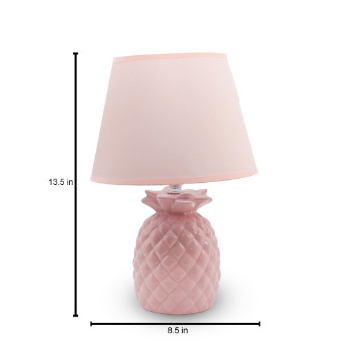 Pink Fabric Shade With Pineapple Shape Base Table Lamp