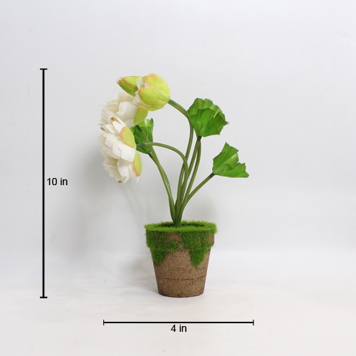 Artificial White Lotus Plant | Artificial Plant with Pot Artificial Plants for Home Decor Decorative Plants Artificial Flowers with Pot