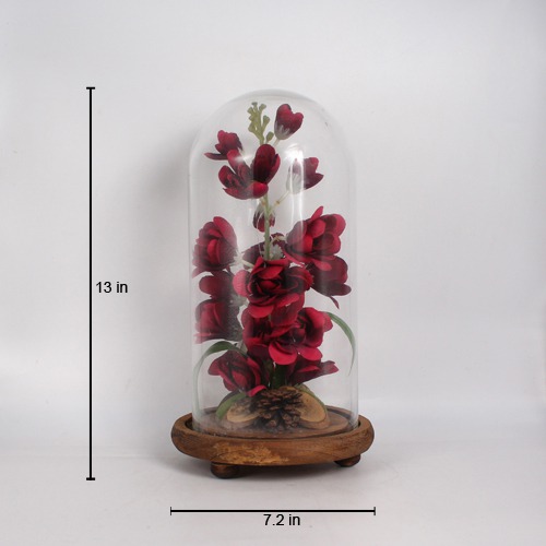 Artificial Red Roses on Dome Showpiece | Flower Eternal Rose | Artificial Flower