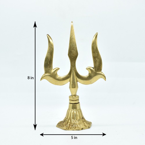 Shiva Brass Trishul with Round Base Shiv Trishul Brass trishul, Yellow Colour