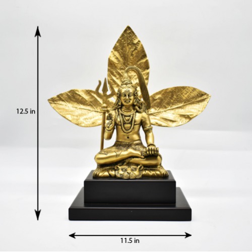 Brass Blessing Shiva Bhagwan Statue Murti Sitting With Trishul