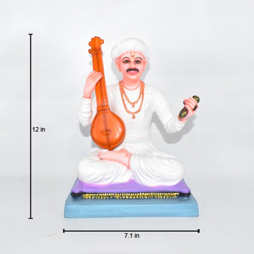 Sant Tukaram Maharaj Statue | Sitting Sant Tukaram Statue, Fiber Statue, White Colour, ( 12