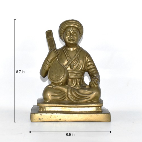 Sant Tukaram Maharaj Brass Idol | Gift For Family, Friends | Yellow Colour | Brass Statue (8 inch)