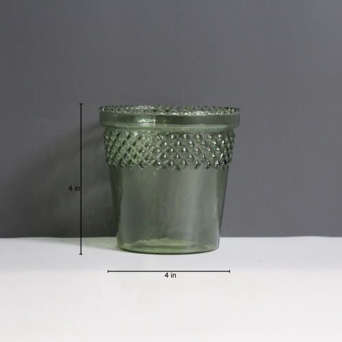 Green Glass Candle Holder | Glass Pot| Glass Flower Pot| Glass Flower Vase for Decorate House