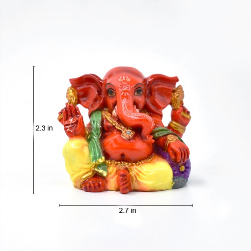 Red Colour Taklu Small Ganpati Murti for Car Dashboard