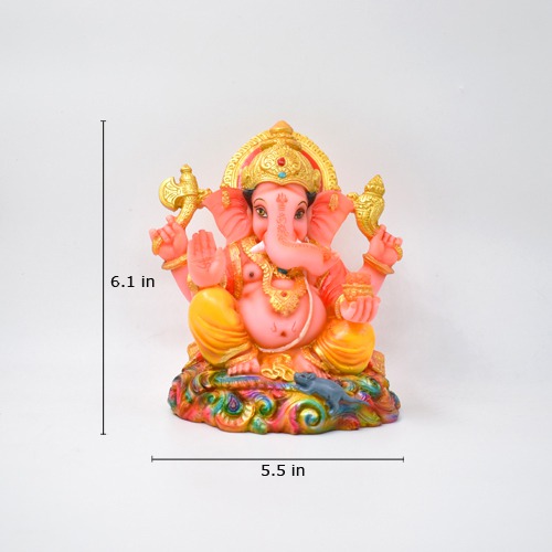 Yellow And Orange Colour Ganpati Murti For Home Decor