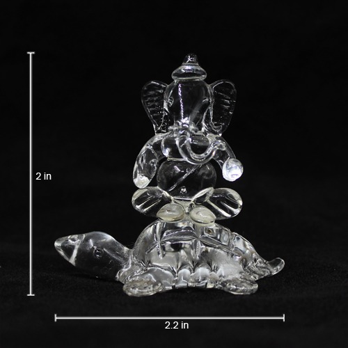 Glass Ganesh Ride on Turtle Idol For Car Dashboard