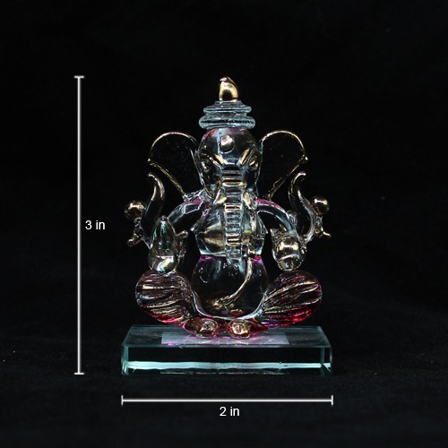 Crystal Glass Ganesha Idol For Car Dashboard