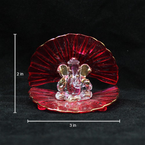 Ganesha Sitting Under Shell Glass Ganesha Idol For Home Decor