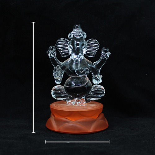 Orange Base Glass Ganesha Statue For Home Decor