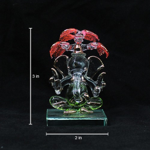 Multi colour Glass Sitting Ganesha Under The Tree For Home Decor