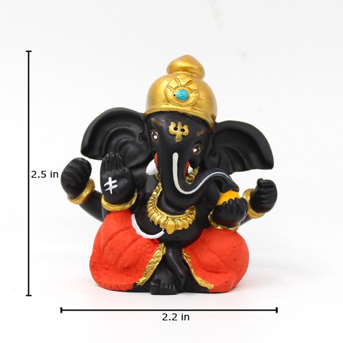 Fiber Black Gold Ganesha For  Car Dashboard