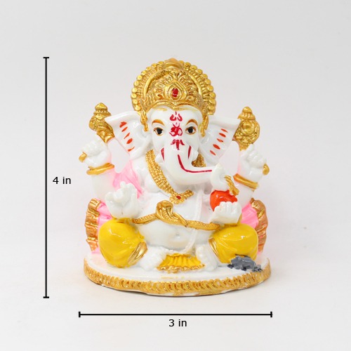 Car Dashboard Lord Ganesha Pink Shal Statue Ideal Gift For Friends, Family