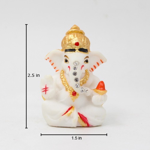 Fiber Diamond Studs Ganesha Idol For Car Dashboard