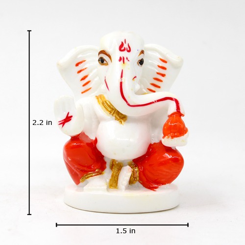 Glossy  Red Dothi Taklu Ganesha Idol For Car Dashboard