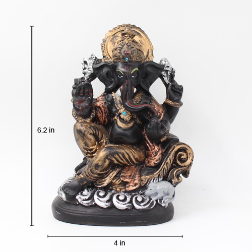 Black and Golden Ganesh Statue For Home & Office Decor