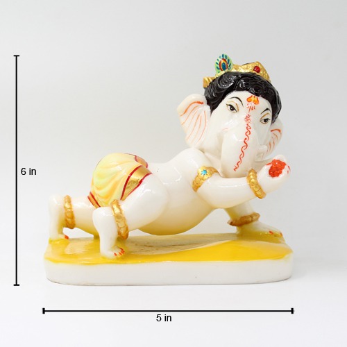 Yellow Base Krishna Ganpati Idol For Home& Office Decor