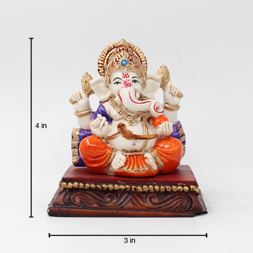 Sitting  Lord  Ganesha with Nag Statue For Car Dashboard