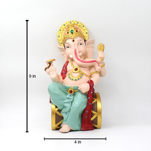 Ganesh Sitting on Dolki | beautiful face bappa | perfect gift for house warming occasions