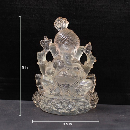 White Maharaj  Lord Ganesh Idol For Car Dashboard & Home Decor