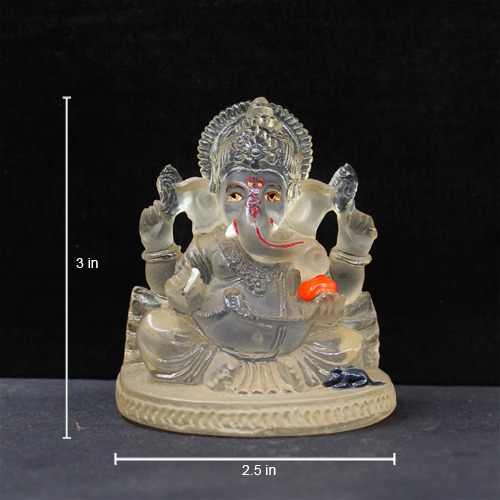 White Lord  Ganesh with Mouse Statue For Home Decor