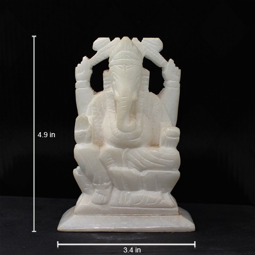 Small White Marble Ganesha Statue For Home Decor