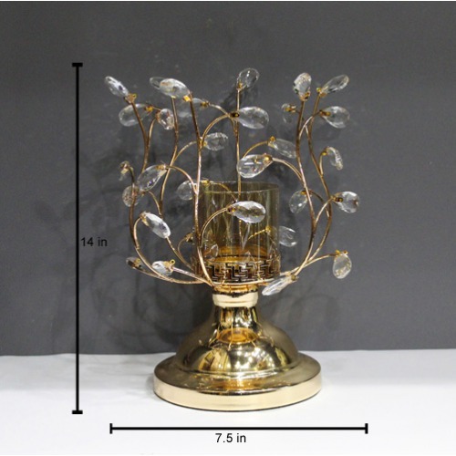 Crystal Golden Table Top Candle Holder Stands Holder Diwali Christmas Vintage Decoration Party Home