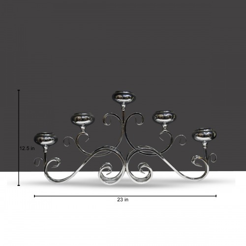 Steel Candle Metal Candelabra Candlestick 12.5 inch Tall Candle Holder Event Candelabra Candle Stand (Silver)