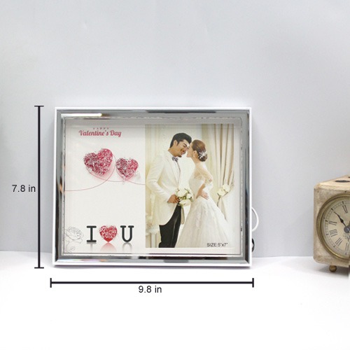 White Valentine Day Photo Frame With LED Lights ( Photo Size 5 x 7)