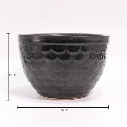 Orange Patzo Stone Bowl Planter Pot | Planters Ceramic Flower Plant Pots Modern Decorative Gardening Pot