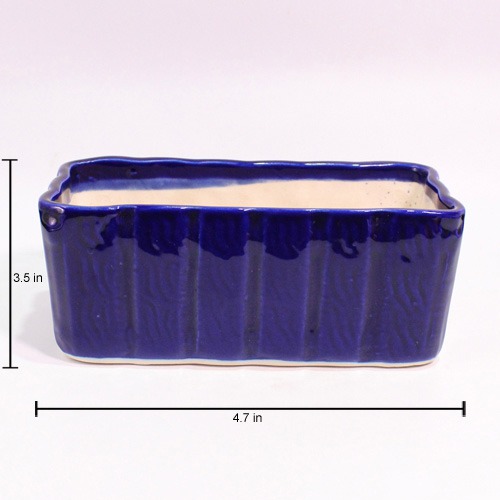 Bright Blue Rectangular Planter Pot | Ceramic Pot Big Sized for Indoor, Outdoor ,Home Office ,Plants