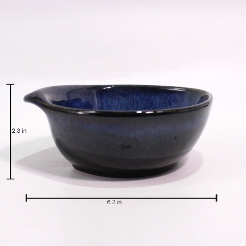 Blue Art Glass Bowl Shape Planter | Decorative Indoor Ceramic Pots for Plants