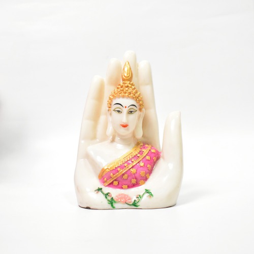 White Hand Buddha In Hand | Buddha Statue for Table Decor, hand buddha figurine Decorative Showpiece Decorative Showpiece