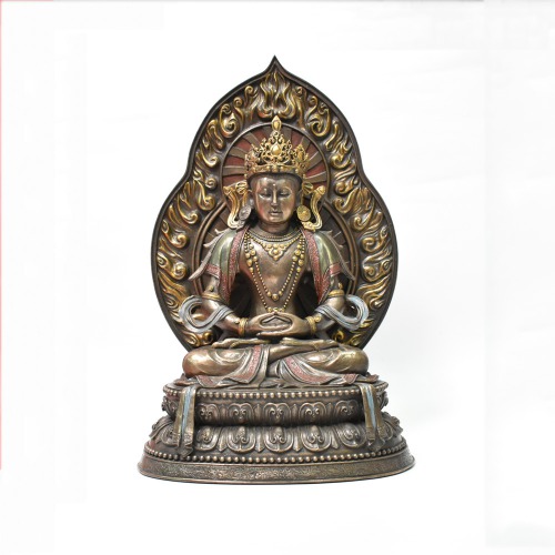 Crown Buddha With Aura | Buddha Statue for Table Decor, hand buddha figurine Decorative Showpiece Decorative Showpiece