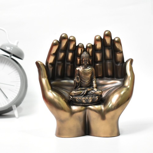 Sitting Buddha In Double Hand | Lord Buddha Statue In Blessing Posture Sitting Idol Decorative Showpiece