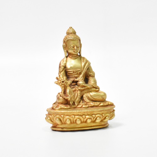 Copper Buddha Gold Finish With Flower In Hand | Entique Lord Buddha Handicraft Idol God Gautama Buddha Statue