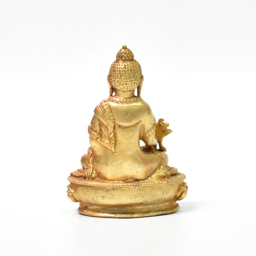 Copper Buddha Gold Finish With Flower In Hand | Entique Lord Buddha Handicraft Idol God Gautama Buddha Statue