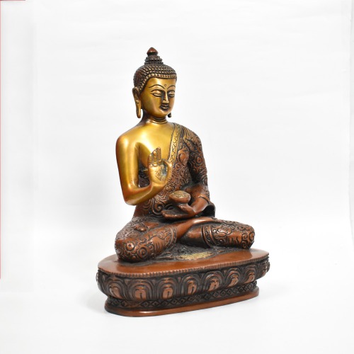 Brass Buddha With Two Toned Colour Statue | Gautam Buddha Idol Statue for Home | living room | study room | Gifting items Decorative Showpiece