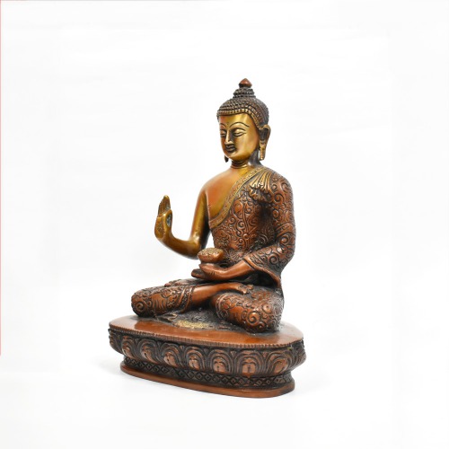 Brass Buddha With Two Toned Colour Statue | Gautam Buddha Idol Statue for Home | living room | study room | Gifting items Decorative Showpiece