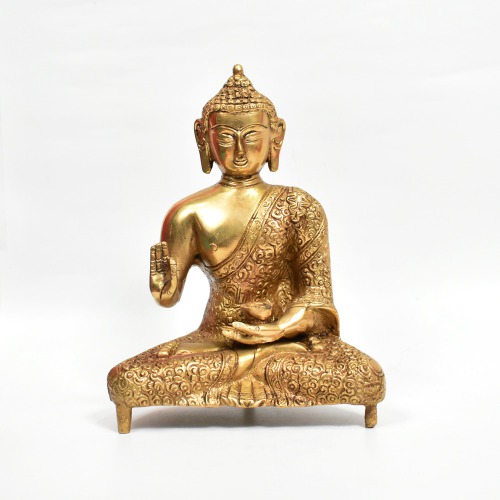 Designer Shal Buddha Statue Golden Colour | Religious Idol of Lord Gautam Buddha Statue Big Size Idols Decorative Showpiece